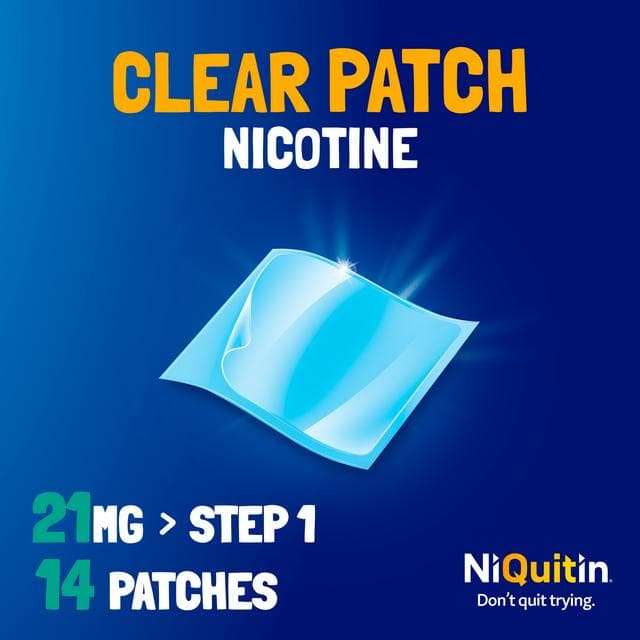 NiQuitin Clear Patch Step 1 Quit Smoking Aid - 14 Nicotine Patches for 2 Weeks Treatment 21mg - gallery image 4