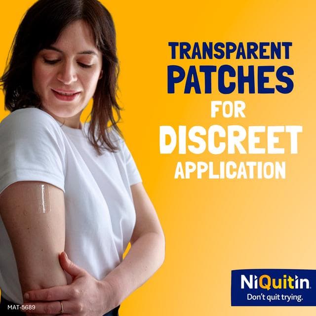NiQuitin Clear Patch Step 1 Quit Smoking Aid - 14 Nicotine Patches for 2 Weeks Treatment 21mg - gallery image 5