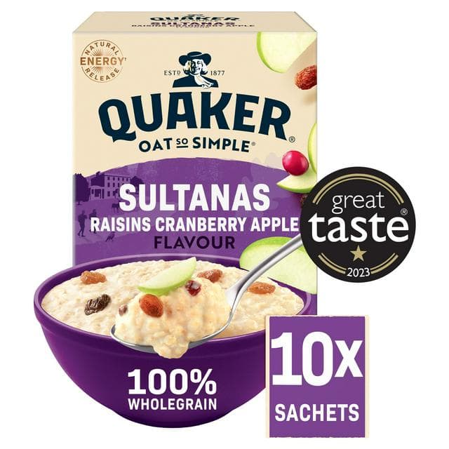 Quaker Oat So Simple Sultanas & Raisins Porridge Sachets 10x38.5g - gallery image 1