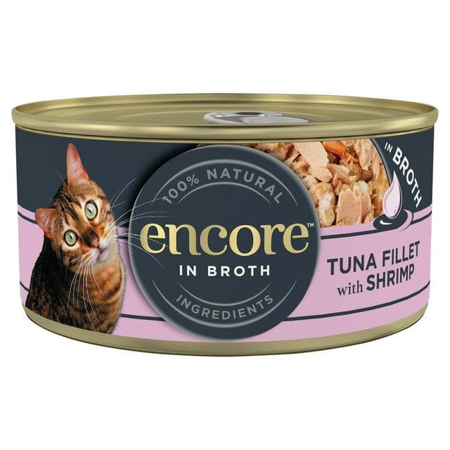 Encore Tuna with Shrimp In Broth Natural Cat Food Tin 70g - gallery image 1