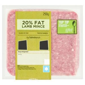 Sainsbury's British or New Zealand 20% Fat Lamb Mince 250g