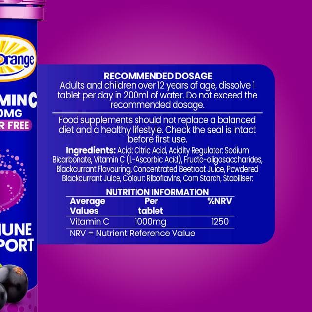 Haliborange Effervescent Vitamin C, Blackcurrant Flavour x20 - gallery image 3