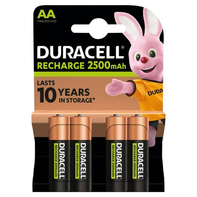 Duracell Rechargeable AA 2500mAh batteries, pack of 4 - gallery image 1