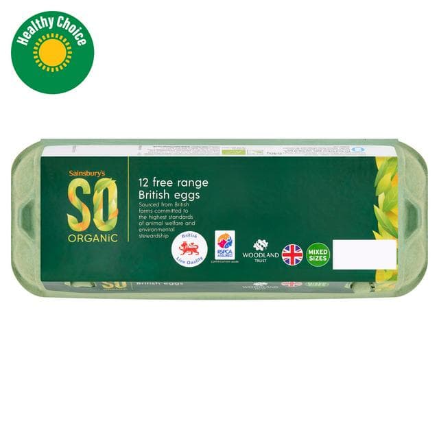 Sainsbury's Woodland Free Range Mixed Weight Eggs, SO Organic x12 - gallery image 1