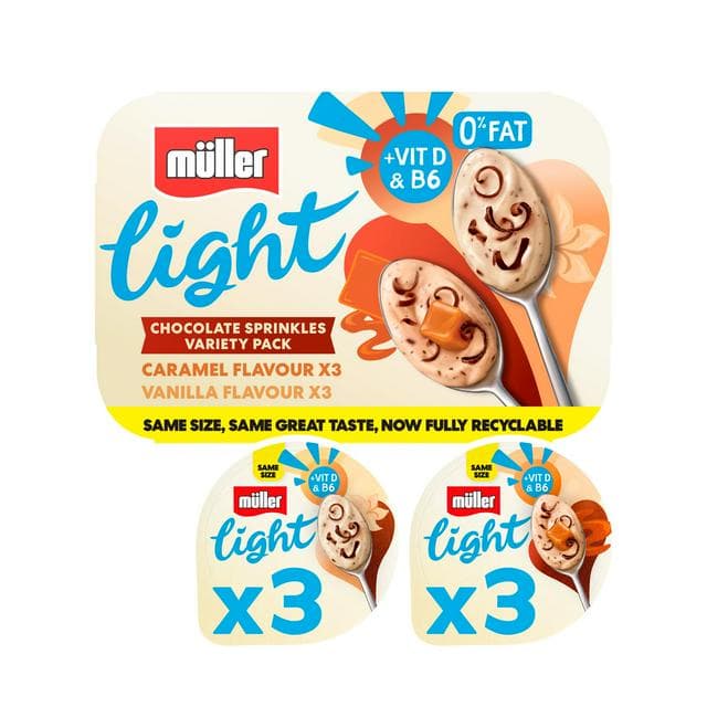 Muller Light Fat Free Yogurts With Chocolate Sprinkles 6x140g - gallery image 1