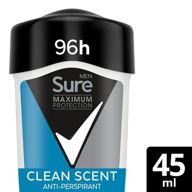 Sure Men Maximum Protection Anti-Perspirant Cream Stick Deodorant, Clean Scent 45ml - gallery image 1