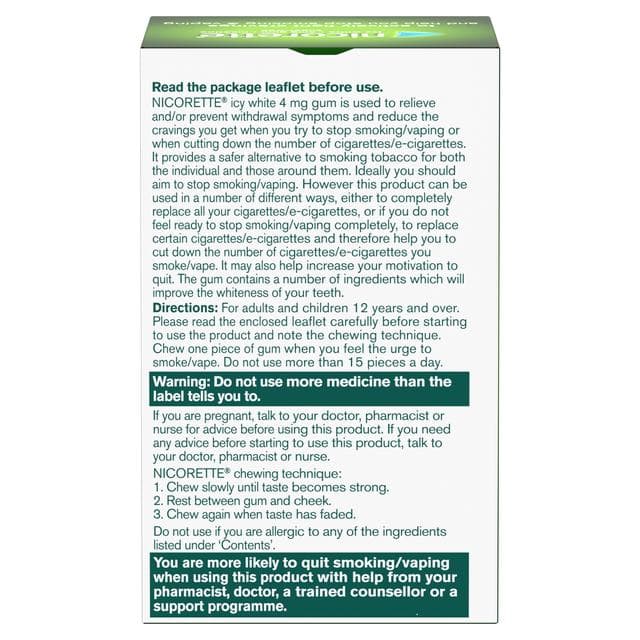 Nicorette Icy White Gum Pieces Quit Smoking Aid x105 4mg - gallery image 6