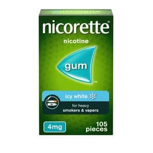 Nicorette Icy White Gum Pieces Quit Smoking Aid x105 4mg