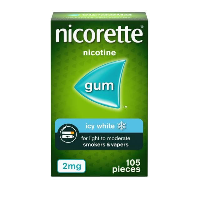 Nicorette Icy White Gum Pieces Quit Smoking Aid x105 2mg - gallery image 1