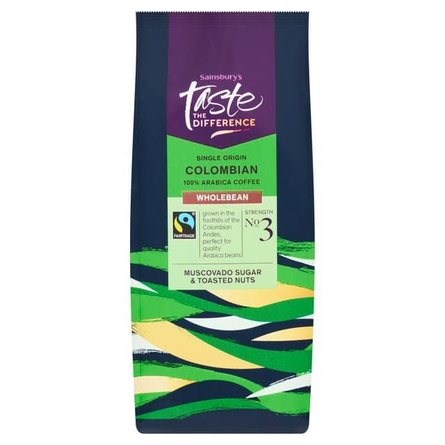 Sainsbury's Fairtrade Colombian Beans Strength 3, Taste the Difference 227g - gallery image 1