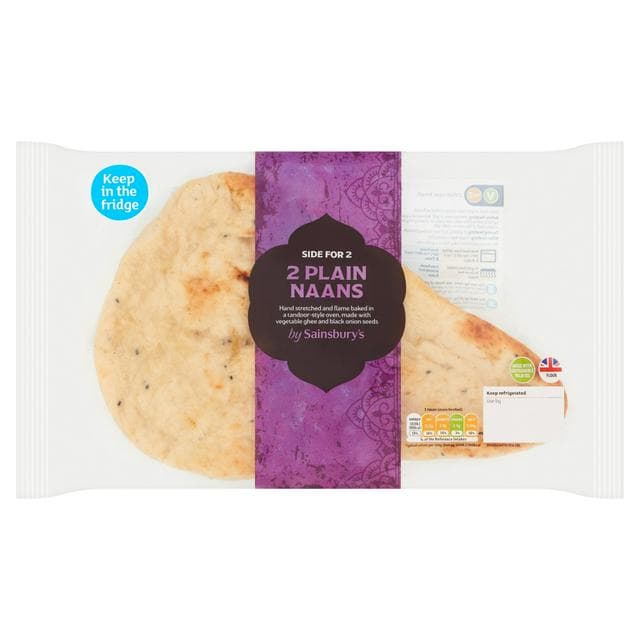 Sainsbury's Indian Plain Naan x2 260g - gallery image 1