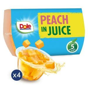 Dole Peaches In Juice Fruit Snacks 4x113g