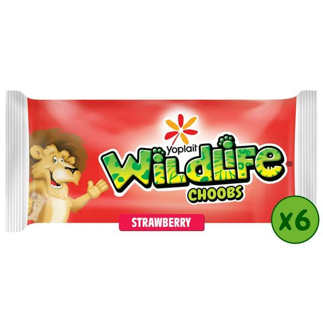 Wildlife Choobs Kids Strawberry Yoghurt Tubes 6x37g - gallery image 1