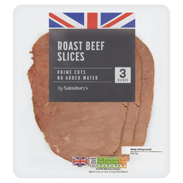 Sainsbury's British Cooked Roast Beef Slices x3 85g - gallery image 1
