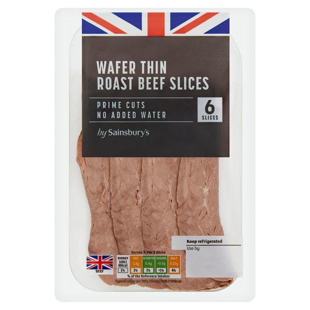 Sainsbury's 6 Wafer Thin Roast Beef Slices 85g - gallery image 1