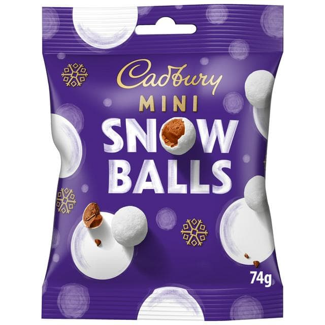 Cadbury Dairy Milk 74g Christmas Mini Snow Balls Chocolate Pouch - gallery image 1