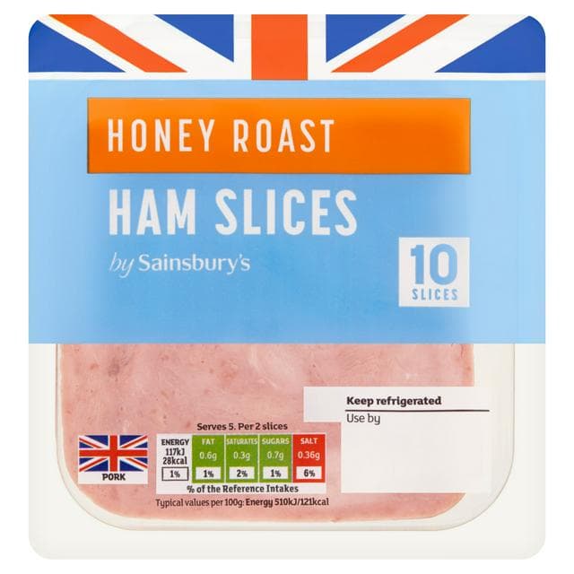 Sainsbury's British Cooked Honey Roast Ham Slices x10 115g - gallery image 1
