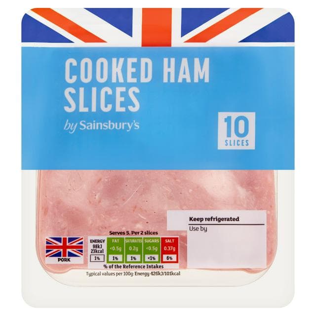 Sainsbury's British Cooked Ham Slices x10 115g - gallery image 1