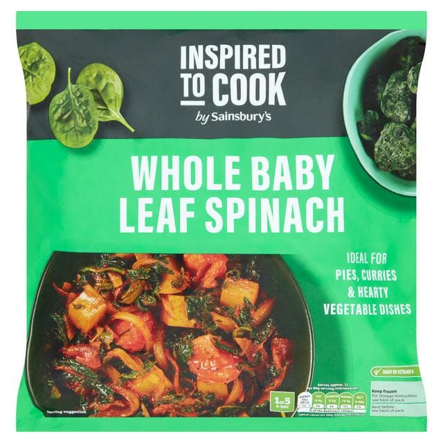 Sainsbury's Baby Whole Leaf Spinach 900g - gallery image 1