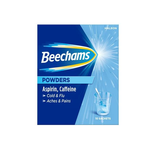Beechams Cold & Flu Powders Pain & Fever Relief Aspirin & Caffeine x10 - gallery image 1
