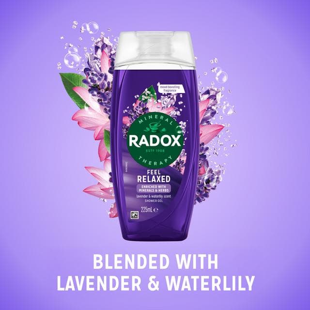 Radox Feel Relaxed Shower Gel Lavender & Waterlily Body Wash 225ml - gallery image 2
