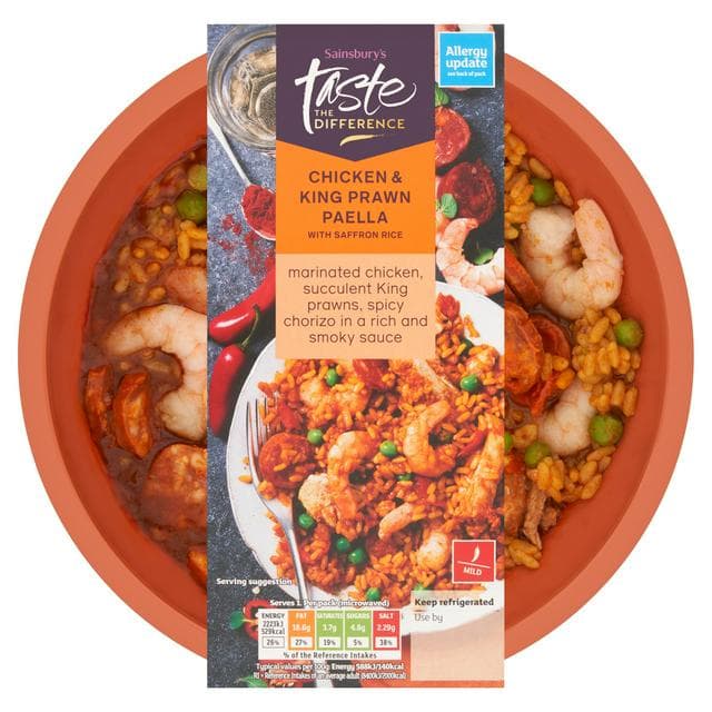 Sainsbury's Chicken & King Prawn Paella, Taste the Difference 400g (Serves 1) - gallery image 1