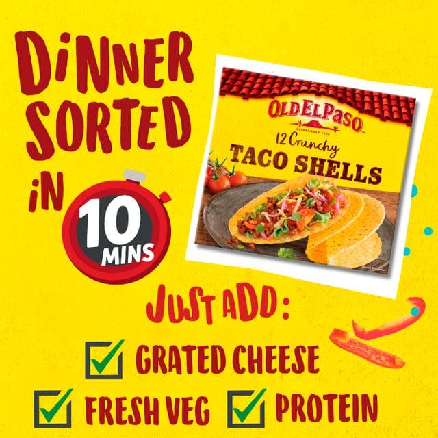 Old El Paso Mexican Crunchy Taco Shells x12 156g - gallery image 2