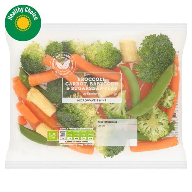 Sainsbury's Broccoli, Baby Corn, Carrots & Sugar Snap Peas 240g - gallery image 1
