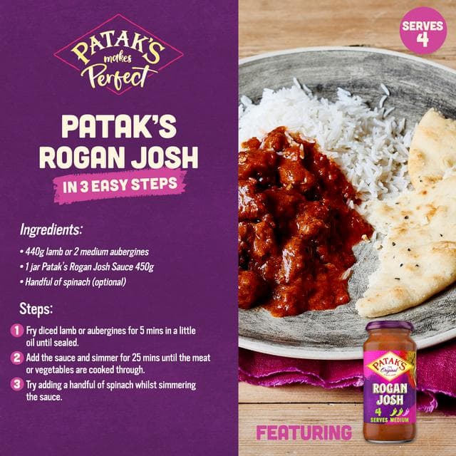 Patak's Indian 450g Rogan Josh Curry Sauce - gallery image 2