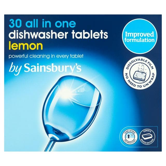 Sainsbury's All In One Dishwasher Tablets, Lemon x30 - gallery image 1