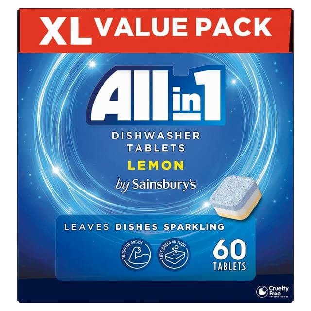 Sainsbury's All In One Dishwasher Tablets, Lemon x30 - gallery image 1