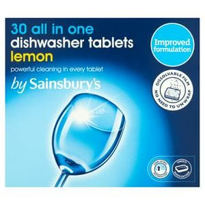 Sainsbury's All In One Dishwasher Tablets, Lemon x30