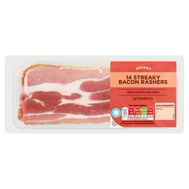 Sainsbury's Smoked Streaky Bacon Rashers x14 300g - gallery image 1