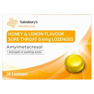 Sainsbury's Throat Lozenges Honey & Lemon x36