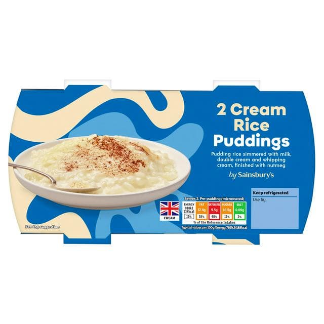 Sainsbury's Cream Rice Pudding 2x125g - gallery image 1