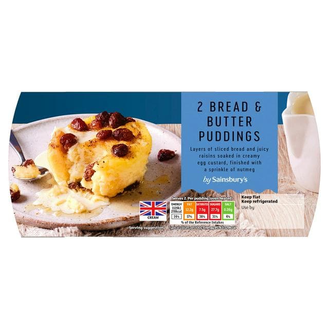 Sainsbury's Bread & Butter Pudding 2x120g - gallery image 1
