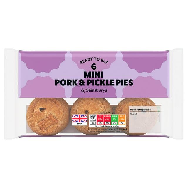 Sainsbury's Mini Pork & Pickle Pies x6 300g - gallery image 1
