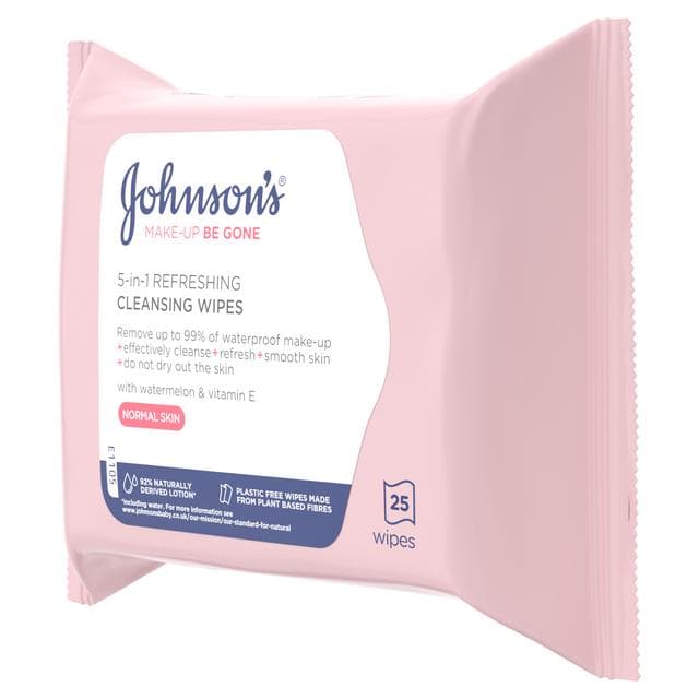Johnson's Make Up Be Gone Facial Wipes, Refreshing x25 - gallery image 2
