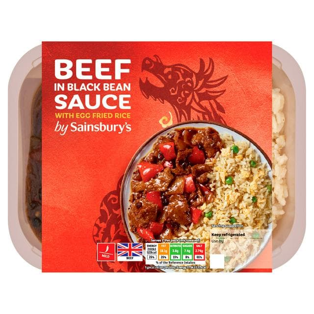 Sainsbury's Chinese Beef In Black Bean & Rice Ready Meal for 1 400g - gallery image 1