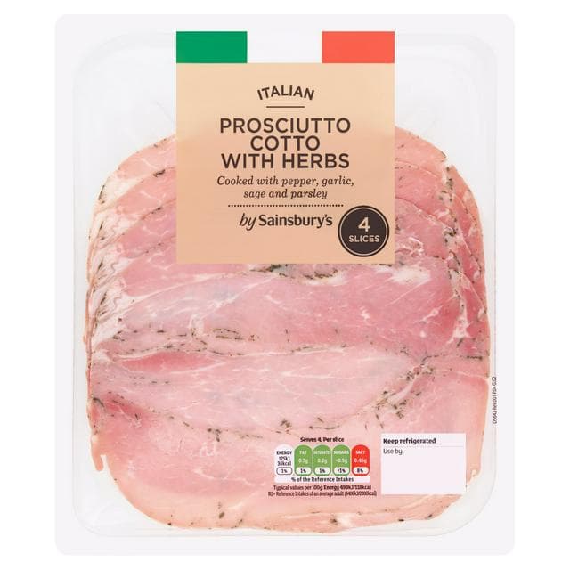 Sainsbury's Italian Prosciutto Cotto Slices with Herbs x4 100g - gallery image 1