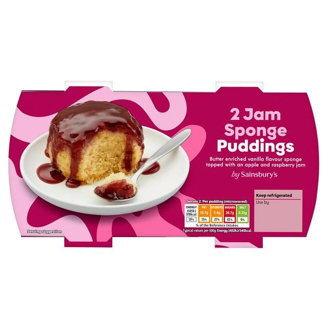 Sainsbury's Raspberry Jam Pudding 2x110g - gallery image 1
