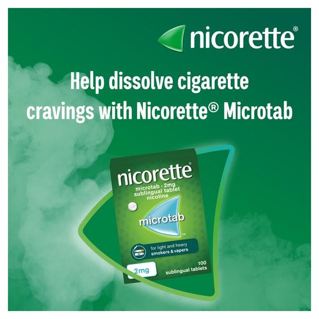 Nicorette Microtab Sublingual Tablet Pieces Quit Smoking Aid x100 2mg - gallery image 3