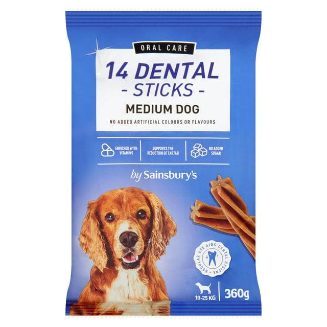 Sainsbury's Oral Care Medium Dog Dental Sticks x14 360g - gallery image 1