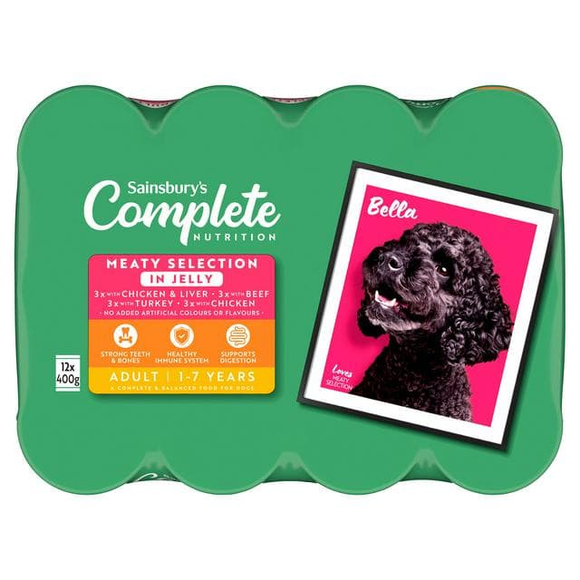 Sainsbury's Adult Dog Food Complete Nutrition Meaty Selection In Jelly 12x400g - gallery image 1