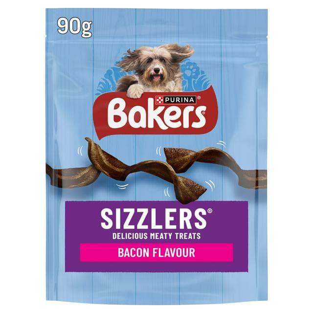 Bakers Sizzlers Dog Treats Bacon 90g - gallery image 1