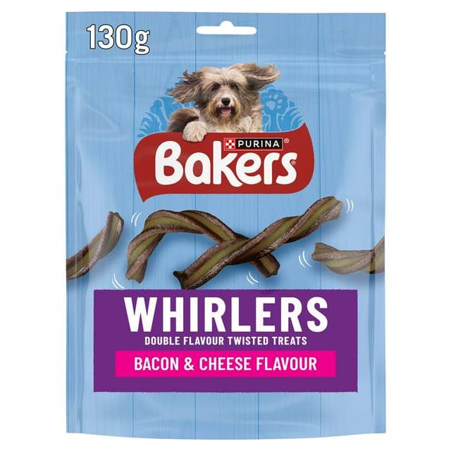 Bakers Whirlers Dog Treats Bacon & Cheese 130g - gallery image 1