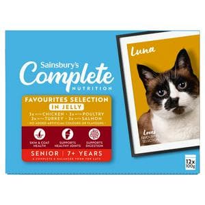 Sainsbury's Complete Nutrition 7+ Meat & Fish Selection in Jelly Senior Cat Food 12 x 100g