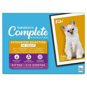 Sainsbury's Complete Nutrition Meat & Fish Selection in Jelly Kitten Food 12 x 100g