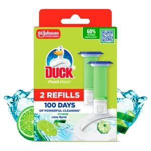 Duck Toilet Cleaner Fresh Discs Lime Duo Refills x2 36ml