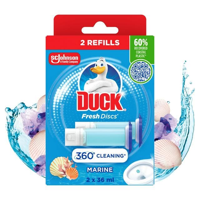 Duck Toilet Cleaner Fresh Discs Marine Duo Refills x2 36ml - gallery image 1